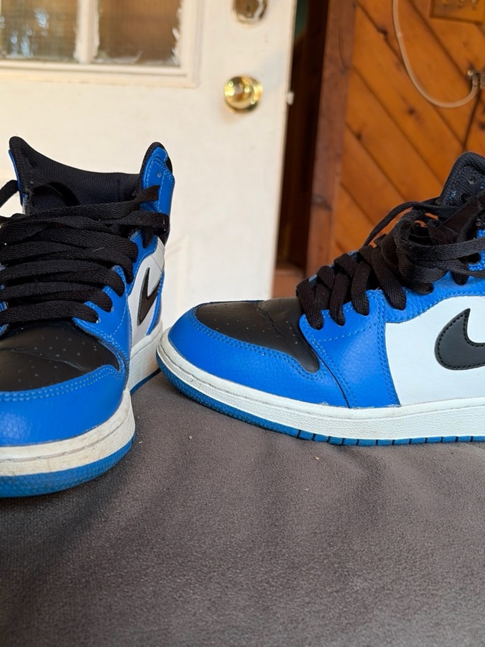 Kids Blue and Black High-Top Sneakers